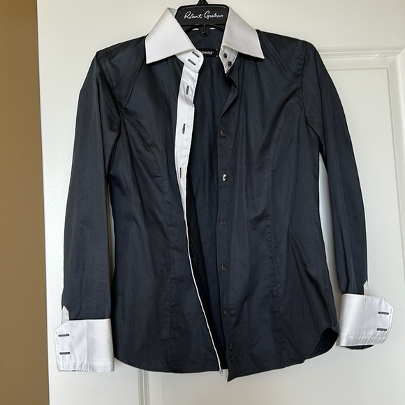 Hard water button up, collared shirt. crystal angel wings on back. - Picture 2 of 6